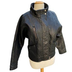 Silence + Noise Faux Leather Moto Jacket Black Grunge Biker Baddie Mobwife-L